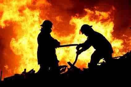 Firefighters at work